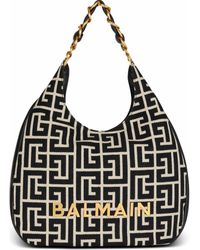 Balmain - 1945 Soft Hobo Large Monogrammed Jacquard Tote Bag - Lyst