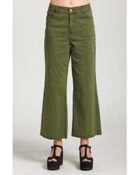 Apny - Crop Raw Hem Wide Leg Jeans - Lyst