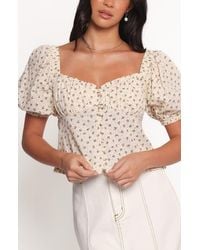 Petal & Pup - Maud Floral Puff Sleeve Button Front Top - Lyst