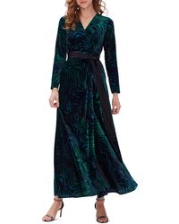 Diane von Furstenberg - Jareth Tiger Print Long Sleeve Velvet Wrap Maxi Dress - Lyst