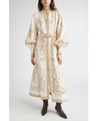 Zimmermann - Hypnotic Long Sleeve Belted Linen Maxi Dress - Lyst