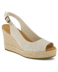 TOMS - Camilla Slingback Espadrille Peep Toe Platform Wedge Sandal - Lyst