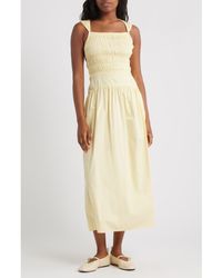 TOPSHOP - Smocked Cotton Poplin Midi Sundress - Lyst
