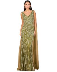 LARA New York - V-Neck Gown With Long Cape Sleeves - Lyst