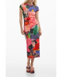 Desigual - Mixed Print Stretch Cotton Knit Dress - Lyst
