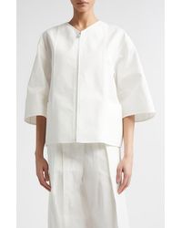 Jil Sander - Darted Sleeve Cotton & Silk Poplin Zip Jacket - Lyst