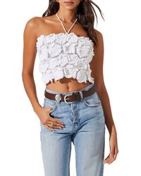 Astr - Primula Halter Cotton Crochet Crop Top - Lyst