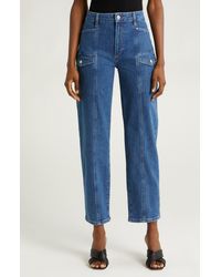 PAIGE - Alexis High Waist Tapered Cargo Jeans - Lyst