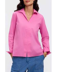 Foxcroft - Agnes Split Cuff Popover Blouse - Lyst