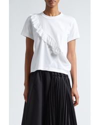 Noir Kei Ninomiya - Ruffle Detail Ponte Knit T-shirt - Lyst