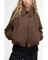 Barbour - Audrey Check Showerproof Hooded Bomber Jacket - Lyst