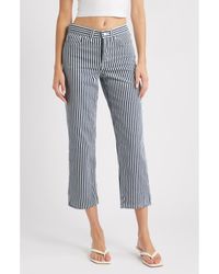 TOPSHOP - Stripe Crop Straight Leg Cotton Pants - Lyst