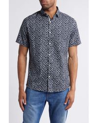 Stone Rose - Sailboat Print Short Sleeve Stretch Cotton & Lyocell Button-up Shirt - Lyst