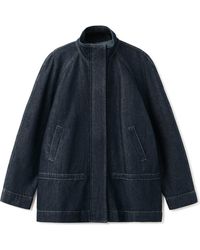 Mango - Gathered Waist Denim Parka - Lyst