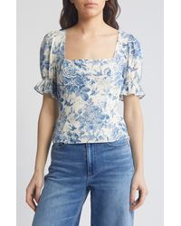 Reformation - Constance Floral Print Puff Sleeve Top - Lyst