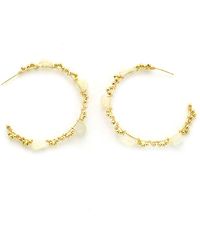 Panacea - Gold Bead & Stone Hoop Earrings - Lyst