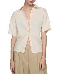 Mango - Short Sleeve Linen Button-Up Shirt - Lyst
