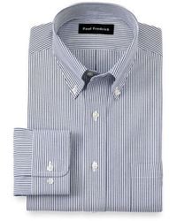 Paul Fredrick - Slim Fit Non-Iron Cotton Pinpoint Solid Button Down Collar Dress Shirt - Lyst