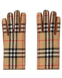 Burberry - Check Wool Gloves - Lyst