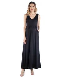 24seven Comfort Apparel - Maternity Maxi Sleeveless Dress With Pockets - Lyst