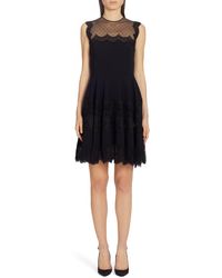 chelsea28 lace & swiss dot dress