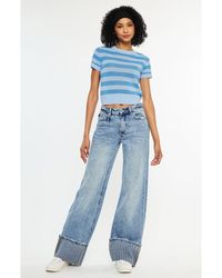 Kancan - Petal High Rise Wide Leg Jeans - Lyst