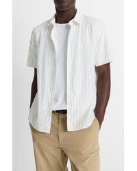 Vince - Chatsworth Stripe Short Sleeve Cotton Button-Up Shirt - Lyst
