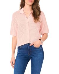 Halogen® - Cotton Short Sleeve Cardigan - Lyst