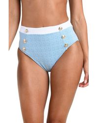L'Agence - Vanessa Colorblock High Waist Bikini Bottoms - Lyst