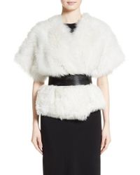 Max Mara Fiorigi Genuine Lamb Fur Bolero - White