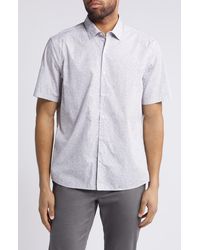 Robert Barakett - Blossom Print Short Sleeve Cotton Button-up Shirt - Lyst