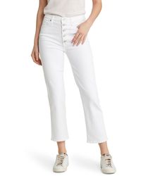 7 For All Mankind - Exposed Button High Waist Crop Straight Leg Jeans - Lyst
