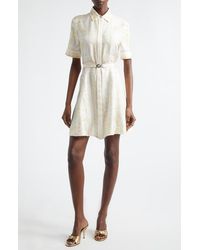 Versace - Barocco Foulard Belted Silk Dress - Lyst
