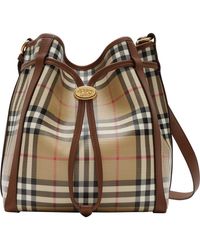 Burberry - Small Check Bucket Bag - Lyst