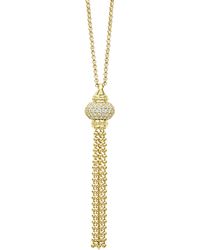 Lagos - 18k Yellow Gold Caviar Gold Diamond Tassel Necklace - Lyst