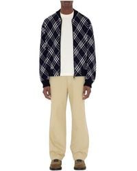 Burberry - Check Wool Blend Bomber Jacket - Lyst