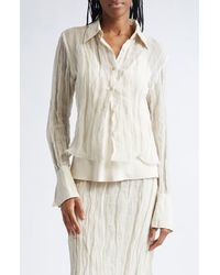 Brandon Maxwell - The Billie Crinkle Metallic Organza Button-Up Shirt - Lyst