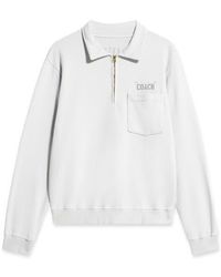 Fortela - Yalepcoach Brushed Jersey Quarter Zip Collared Printed Sweatshirt - Lyst