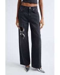Area - Crystal Chain Cutout Relaxed Jeans - Lyst