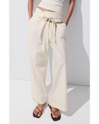 Mango - Asymmetric Waist Straight Leg Cotton Pants - Lyst