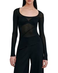 MARCELLA - Melody Ruffle Seam Semisheer Jersey Top - Lyst