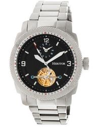 Heritor - Helmsley Semi-Skeleton Leather-Band Watch - Lyst