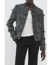 Mango - Fray Trim Tweed Jacket - Lyst