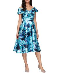 Alex Evenings - Printed Mikado Off The Shoulder Cocktail Dress - Lyst