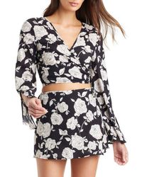 Sanctuary - Crinkle Long Sleeve Cotton Wrap Crop Cover-Up Top - Lyst