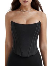 House Of Cb - Genevieve Strapless Satin Corset Top - Lyst