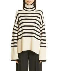 Totême - Stripe Wool Blend Turtleneck Sweater - Lyst