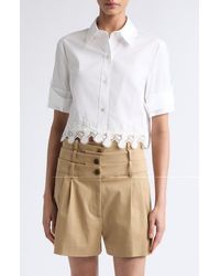 Monse - Cherry Lace Crop Stretch Cotton Button-Up Shirt - Lyst