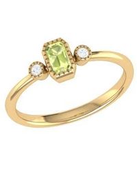 LuvMyJewelry - Emerald Cut Peridot & Diamond Birthstone Ring - Lyst