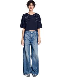Sandro - T-Shirt With Beaded Details - Lyst